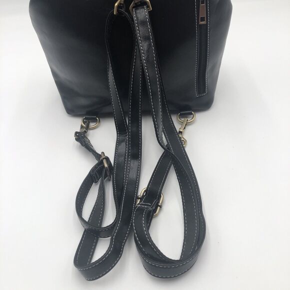 Walasa Love Bag Black Leather Convertible Backpack Shoulder Bag Handbag